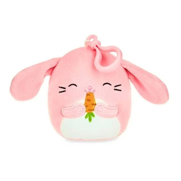 Squishmallows Pink Bunny with Carrot Clip-On - Picture 1 of 6